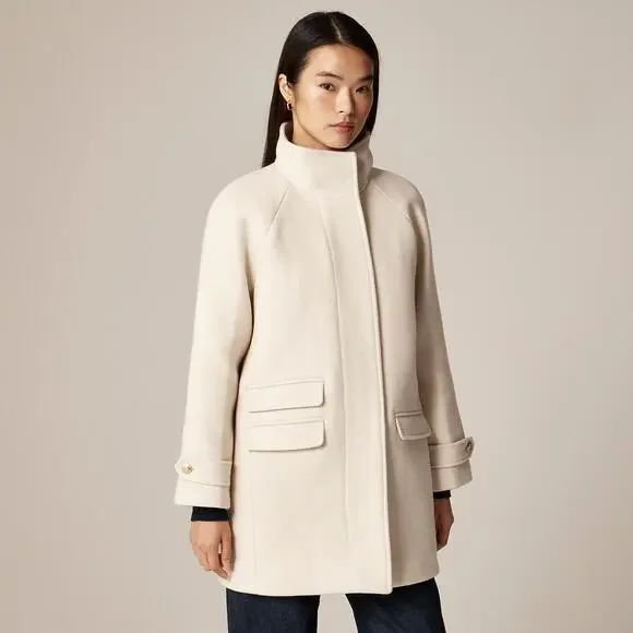 J. Crew Women's Toscana Coat in Italian Stadium-Cloth Wool Blend Natural 16 NWT